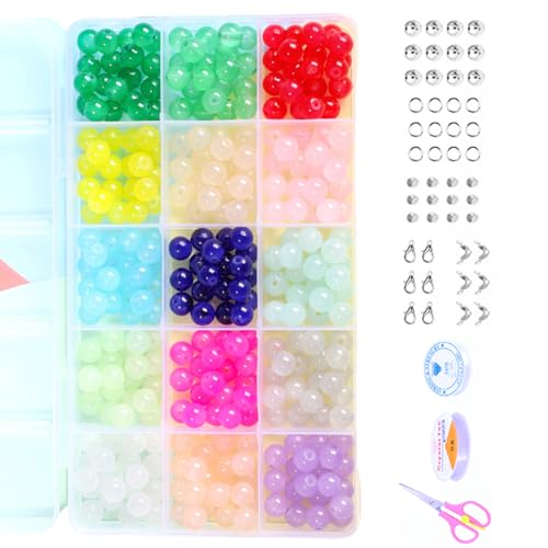 KJDKNC Bunte 8-mm Glasperlen Kollektion Handgefertigtes Schmuckperlen Set Glasstruktur Geeignet Für Schmuck Und Bastelprojekte von KJDKNC