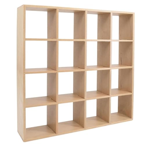 KJDKNC Elegantes Robustes Holzregal Mit 16 Fächern Wohnaccessoire Für Die Organisation Von Miniatur Puppenhäusern Und Möbeln von KJDKNC