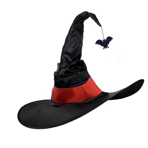 KJDKNC Halloween Hexenhut Zarter Schwarzer Retro Zaubererhut Für Maskerade Erwachsene Cosplay Kostümzubehör von KJDKNC