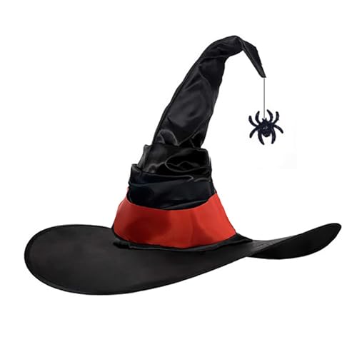 KJDKNC Halloween Hexenhut Zarter Schwarzer Retro Zaubererhut Für Maskerade Erwachsene Cosplay Kostümzubehör von KJDKNC