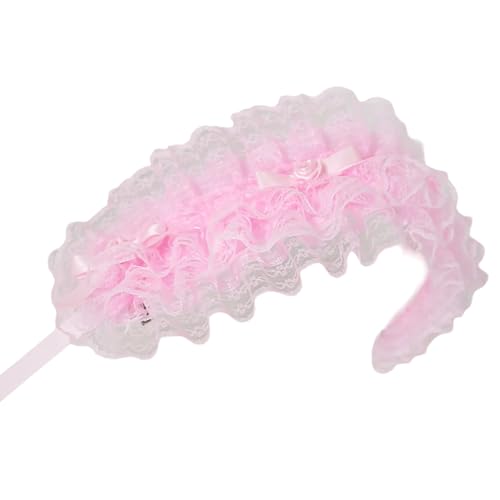 KJDKNC Mädchen Rüschenband Kopfbedeckung Schleifen Spitzenbesatz Cosplay Stirnbänder Maid Volant Rosette Ornamente von KJDKNC