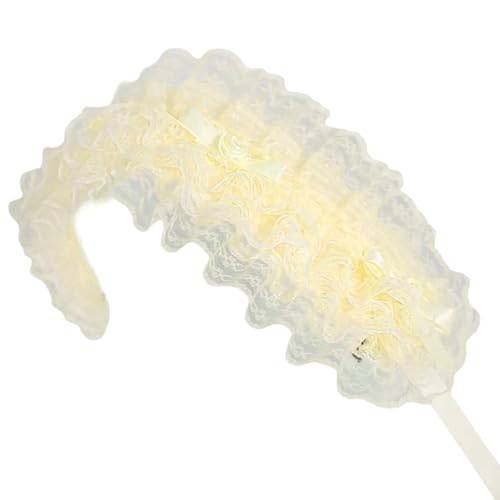 KJDKNC Mädchen Rüschenband Kopfbedeckung Schleifen Spitzenbesatz Cosplay Stirnbänder Maid Volant Rosette Ornamente von KJDKNC