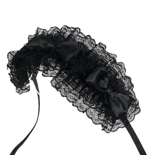 KJDKNC Mädchen Rüschenband Kopfbedeckung Schleifen Spitzenbesatz Cosplay Stirnbänder Maid Volant Rosette Ornamente von KJDKNC