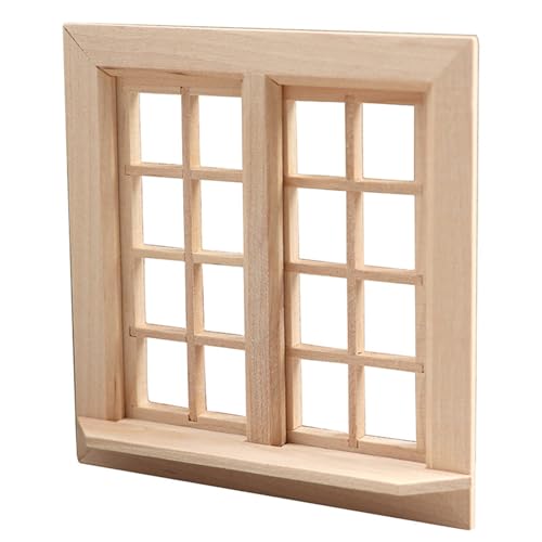 KJDKNC Praktische Puppenhäuser Miniatur Fensterpaneel Aus Stabilem Holz Wohnaccessoire Dekoration Für Spielhäuser Maßstab 1:12 von KJDKNC