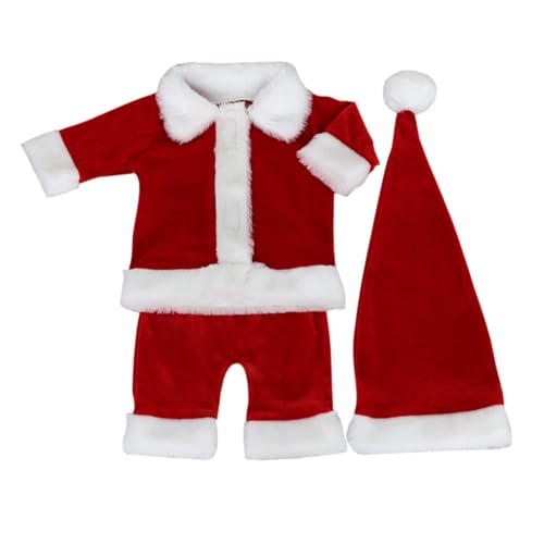 KJDKNC Weihnachts Baby Outfit Weihnachtsmann 3-teiliges Set Langärmelig Plüschkragen Mantel Hose Und Mütze Für Party Familienfeiern von KJDKNC