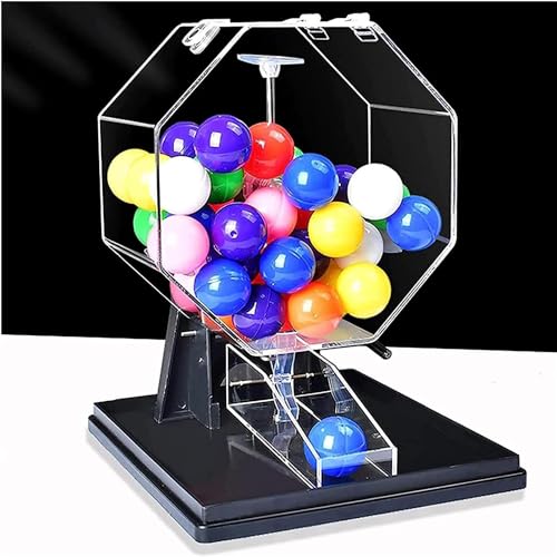 KJHYYPP Manuelle Lotteriemaschine, handgekurbelter Ballnummernwähler, inklusive Acryl-Bingokäfig, Roulette-Bingo-Spielset (rot) (Black) von KJHYYPP