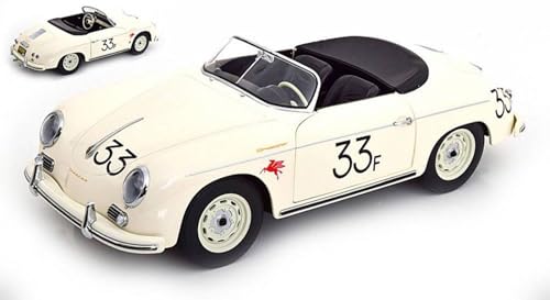 KK Scale Modell auf der Skala, kompatibel mit Porsche 356 A Speedster N.33 James 1955 White 1:12 KKDC120096 von KK-Scale