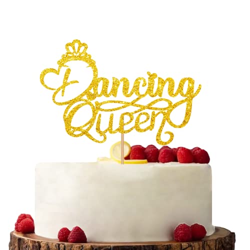 Gold Dancing Queen Cake Topper, Thema Geburtstag Kuchen Topper, Glitzer Kuchen Dekorationen für Babyparty/Gender Reveal Party von KKAIRA