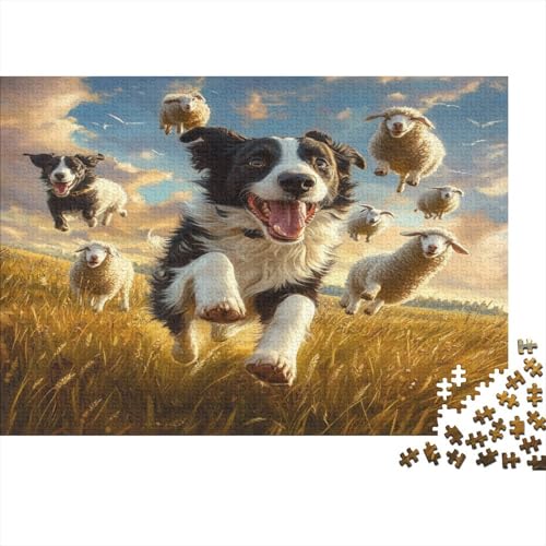 Border Collie Puzzlespiel 1000 Teile Puzzle Für Erwachsene Und Kinder Ab 14 Jahren, Puzzle Erwachsenen Puzzlespi Puzzel 1000pcs (75x50cm) von KKLOSDXERT