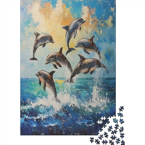 Delphin Puzzle 1000 Teile Puzzles Für Erwachsene Lernspiel Herausforderungsspielzeug 1000-teilige Puzzlespiel Für Erwachsene Kinder Puzzel 1000pcs (75x50cm) von KKOLASXZE