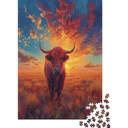 Highland Kattle Puzzle 1000 Teile Puzzles Für Erwachsene Lernspiel Herausforderungsspielzeug 1000-teilige Puzzlespiel Für Erwachsene Kinder Puzzel 1000pcs (75x50cm) von KKOLASXZE