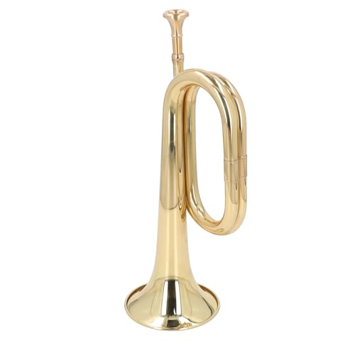 C-Taste Spanisches Signalhorn Messing Kavallerie-Trompete Blasrohrinstrument 11 cm Durchmesser 34 cm Höhe Mundstück Golden von KKPLZZ