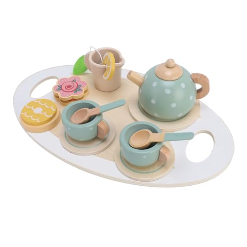 Hölzerne Teekanne Tee Tasse Set für Kleine Mädchen Rollenspiel Verbessern Soziale Fähigkeiten Tun vor, DASS Holztee Set mit Pot Cups Löffel Zitronenscheiben Vorgibt von KKPLZZ