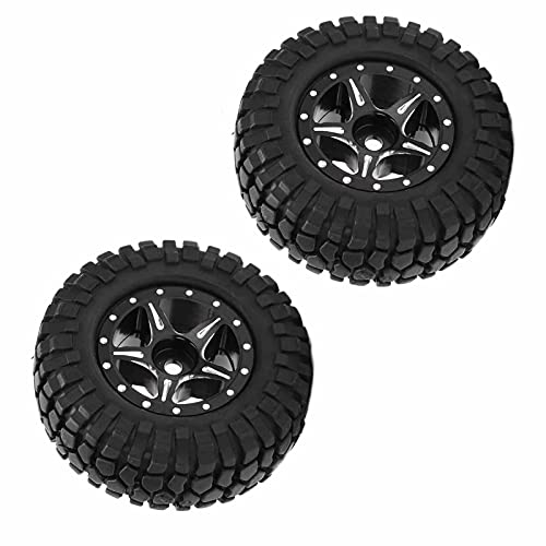 KKPLZZ 2PCS Aluminium Felgen Reifen Set Axial SCX24 AXI00001 1/24 RC Crawler Auto Upgrade Teile (Schwarz) von KKPLZZ