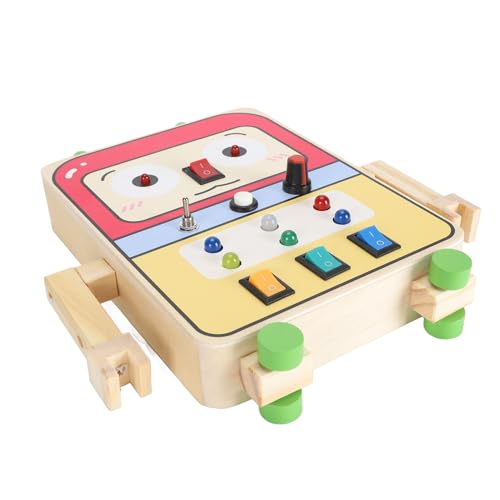 KKPLZZ Baby-Knopf-Leuchtspielzeug, Simulation Frühes Pädagogisches Sensorisches Holzspielzeug mit LED-Lichtschaltern von KKPLZZ