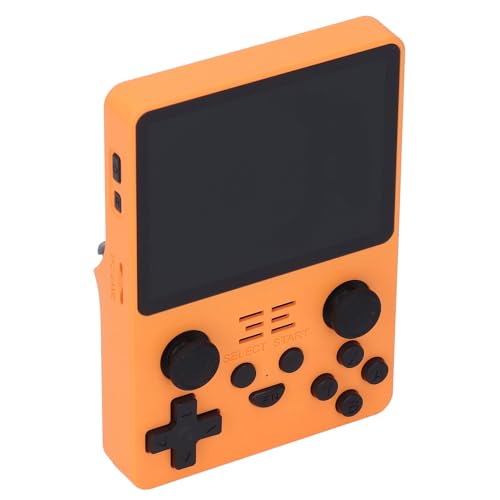 Retro-Handheld-Videospielkonsole, 3,5-Zoll-IPS-Bildschirm, Tragbarer Game-Player, Miniatur-Spielekonsole mit Dual-3D-Joystick, Unterstützt 64 Emulatoren, Orange (128G) von KKPLZZ