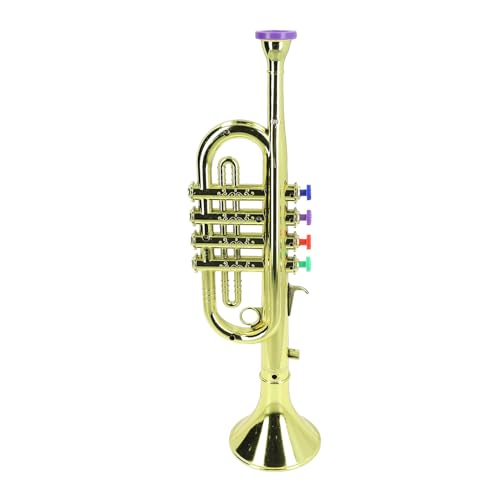 Spielzeugsaxophon für Kinder mit 3 Farbigen Tasten, 3-Ton-Musikinstrumente für die Früherziehung, Spielzeugtrompete für Kleinkinder, Rollenspiele (Gold) von KKPLZZ