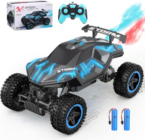 KLADNDER Ferngesteuertes Auto, Offroad Rc Truck, Speed Rc Truggy, Ferngesteuertes GeläNdefahrzeug, Fernbedienungs Auto, Elektro Rc Car, Mit Sprays Und Lichtern, 2 Batterien FüR 60 Minuten Spielzeit von KLADNDER