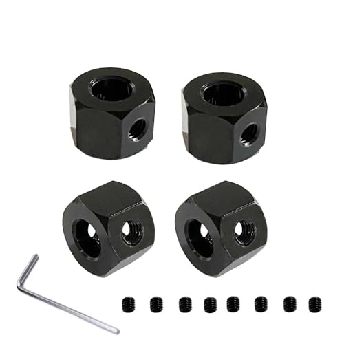 KLAPR 4 Stück 5 mm auf 12 mm Metall-Kombinator-Radnaben-Sechskant-Adapter für D12 C14 C24 B14 B16 MN D90 D91 RC Auto-Upgrade-Teile (Nero) von KLAPR