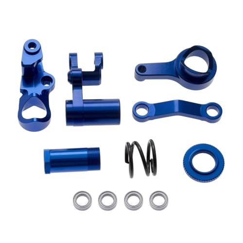 KLAPR Metall-Lenkkurbeln und Drag Link Servo Saver Set 6845X für 1/10 gestempelten Schlauch 4 x 4 VXL-Teile (blau) von KLAPR