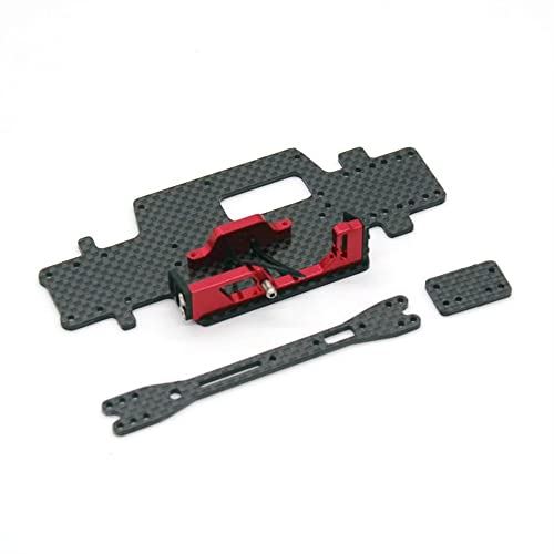 KLAPR for Wltoys K989 284131 RC Remote Control Car 1/28 Mosquito Car Metal Fittings Carbon Dimension Chassis Second Floor Battery Compartme Zubehör für RC-Autos (Color : Rood) von KLAPR