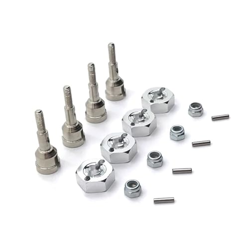 Metall-Upgrade-Tassen für Vorder- und Hinterachse, 12 mm, Adapter für 1/18 A949, A959, A969, A979, K929, RC-Autoteile (Silber) von KLAPR