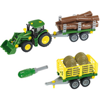 KLEIN 3906 John Deere Traktor mit Holz- und Heuwagen von KLEIN