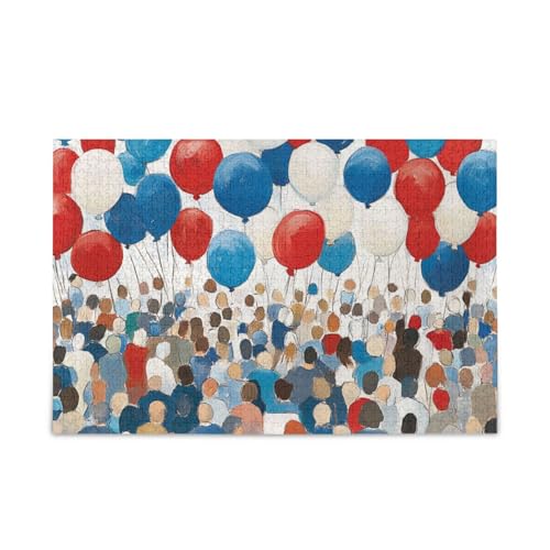 1000 Teile Rot Weiß Blau Luftballons Menge Feier Puzzle Holzpuzzles Lustige Geschenke für Erwachsene von KLL