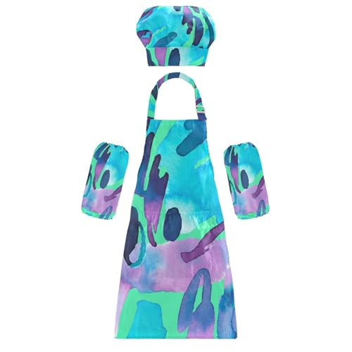 3 Pack Kids Kitchen Set Comfy Abstract Fashion (23) Cooking Kitchen Children Aprons with Pockets for Cooking Baking Painting Crafting Art 3-12 Years Old von KLL