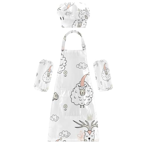 3-teiliges Kinder-Kochgeschirr-Set, kreatives Tier-Design (1) Malschürzen mit Taschen zum Kochen und Backen von 3-12 Jahren von KLL