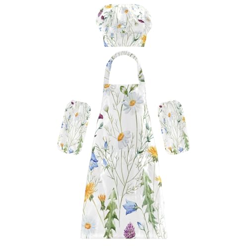 3-teiliges Kinder-Küchen-Set, kreatives Wildblumen-Design für Jungen und Mädchen, für 3-12 Jahre alte künstlerische Malaktivitäten von KLL