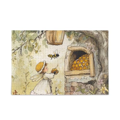 A Girl and Bees by Hive Puzzles Wooden Puzzles for Aged 1000 Pieces von KLL