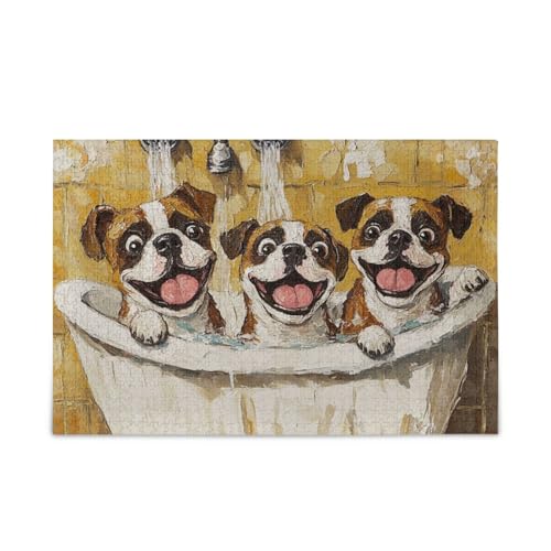 Art Boxer Dogs Vintage Badewannen-Puzzles aus Holz, lustige Geschenke für 1000 Teile Art Boxer Dogs Vintage Badewannen-Puzzles aus Holz, lustige Geschenke für 1000 Teile von KLL
