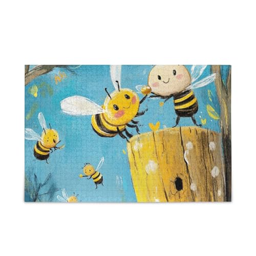 Bee Collecting Honey Jigsaw Puzzles Wooden Jigsaw Puzzles Hard Brain Games for Aged 1000 Piece von KLL