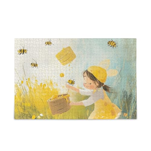 Bee Collecting Honey Meadow Jigsaw Puzzles Wooden Jigsaw Puzzles Funny Brain Games for Adults 1000 Piece von KLL