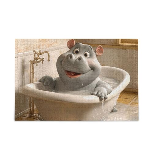 Cartoon Hippo Retro Badewanne Puzzle Holzpuzzles Lustige Geschenke für Alter 1000 Teile Cartoon Hippo Retro Badewanne Puzzle Holzpuzzles Lustige Geschenke für Alter 1000 Teile von KLL