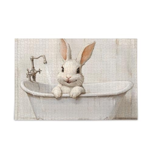Cartoon-Kaninchen-Retro-Badewannen-Puzzle, Holz-Puzzle, harte Gehirnspiele für 1000 Teile Cartoon-Kaninchen-Retro-Badewannen-Puzzle, Holz-Puzzle, harte Gehirnspiele für 1000 Teile von KLL