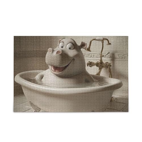 Cartoon Nilpferd Retro Badewanne Puzzle Holzpuzzles Schwierige Gehirn-Teaser für Alter 1000 Teile Cartoon Nilpferd Retro Badewanne Puzzle Holzpuzzles Schwierige Gehirn-Teaser für Alter 1000 Teile von KLL