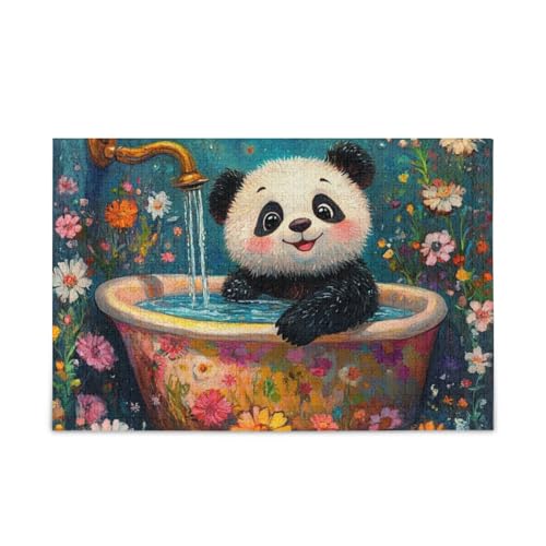 Cartoon-Panda-Retro-Badewannen-Puzzle, Holz-Puzzle, lustige Denksportaufgaben für 1000 Teile Cartoon-Panda-Retro-Badewannen-Puzzle, Holz-Puzzle, lustige Denksportaufgaben für 1000 Teile von KLL