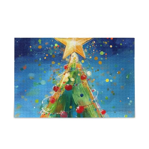 Chic Christmas Tree Star Jigsaw Wooden Puzzles Hard Gifts for Aged 1000 Pieces von KLL