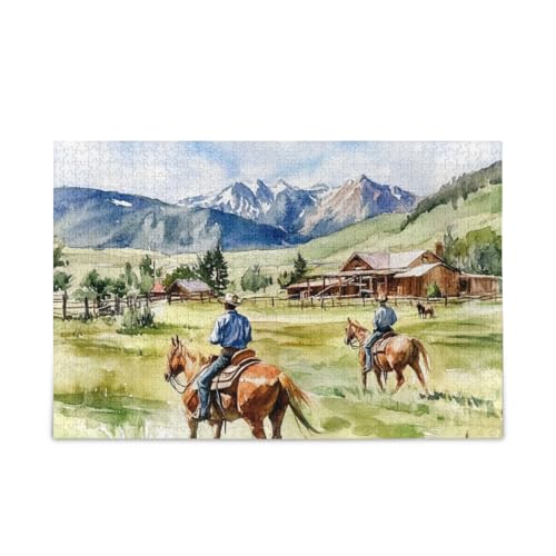 Cowboy Pferd Puzzle Holzpuzzles Lustige Spiele für Erwachsene 1000 Teile von KLL