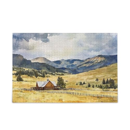 Cowboy Ranch Montana Yellow Jigsaw Wooden Puzzles Lustige Spiele für Erwachsene 1000 Teile von KLL