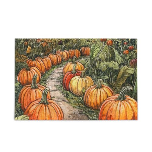 Cute Pumpkins Garden Path Jigsaw Puzzle Wooden Jigsaw Puzzles Hard Gifts for Adults 1000 Pieces von KLL