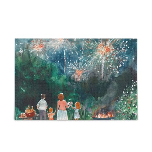 Familienfeuerwerk, Grill, Grün, Puzzles, Holzpuzzles, schwierige Geschenke für ältere Menschen, 1000 Teile von KLL