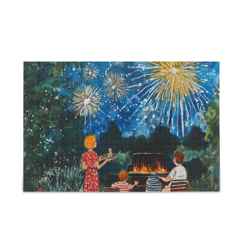 Familienfeuerwerk Grillen Nettes Puzzle Holzpuzzles Schwierige Geschenke für Alter 1000 Teile von KLL