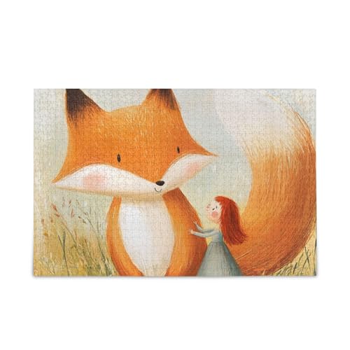 Fox Sweet Little Girl Puzzle Holzpuzzles Lustige Geschenke für Erwachsene 500 Teile von KLL