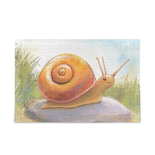 Fröhliche Schnecke auf einem Felsen Puzzle aus Holz, lustige Spiele für Teenager, 1000 Teile von KLL