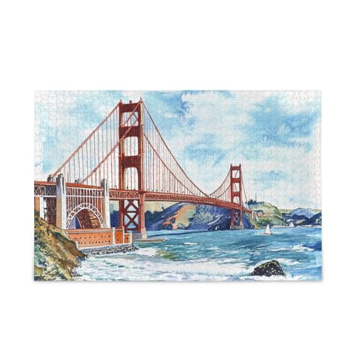 Golden Gate Bridge Puzzles Holzpuzzles Schwierige Gehirn-Teaser für Alter 1000 Teile von KLL