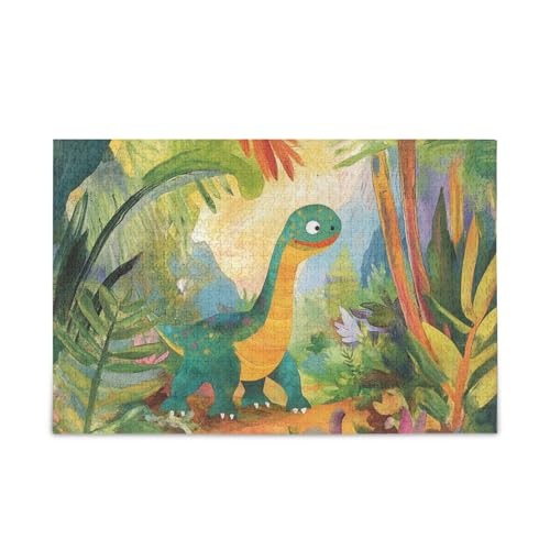 Grüner Dinosaurier Prähistorischer Dschungel Puzzles Holzpuzzles Lustige Geschenke für Erwachsene 500 Teile von KLL