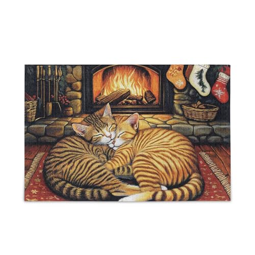 Hearthside Feline Siesta: Cozy Cats by Fire Puzzle, Holzpuzzle, harte Gehirn-Teaser für ältere Menschen, 1000 Teile Hearthside Feline Siesta: Cozy Cats by Fire Puzzle, Holzpuzzle, harte Gehirn-Teaser für ältere Menschen, 1000 Teile von KLL